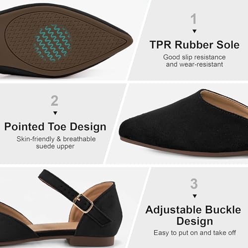 Womens Flats Dress 2025: Dressy Pointed Toe Ballet Shoes Ankle Strap Comfortable Casual Footwear for Work Wedding Dating3