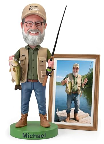 BobbleMy Custom Bobblehead Personalized, 6/7/8 Inch Customized Bobble Heads Figurine Statue from Photo Unique Handmade Gifts for Boyfriend, Husband, Friends(Green)