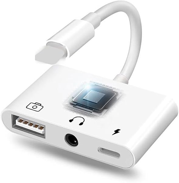 WODHAZNC 3-in-1 Headphone Converter OTG Cable External Camera Flash Drive - 2