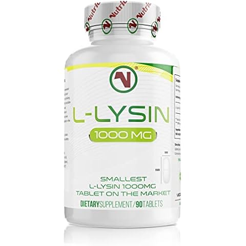 L-Lysin x 90 1000mg Tablets | Smallest 19mm Formula | Easier to Swallow and Quicker to Absorb - Suitable for Vegetarian and Vegan. (90) Cover