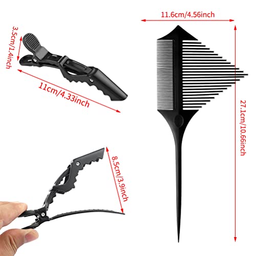 Highlighting Comb With 2 Alligator Clips, Weaving Foiling Styling Hair Comb Rat Tail Comb, Balayage Comb For Hair Dyeing Sectioning Styling Balayage #TOP2