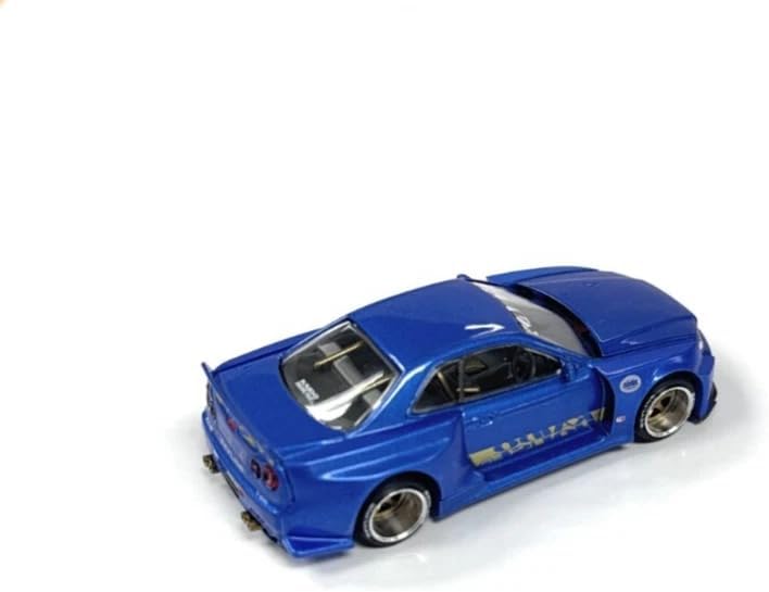 Diecast Model Car Compatible with Kaido House x Mini GT 1:64 Nissan Skyline GT-R (R34) Kaido Works (V2 Aero) Shinjuku V2 Blue Limited Edition KHMG158