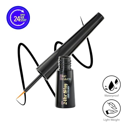 Image of Blue Heaven 24hr Stay Liquid Eyeliner Waterproof Smudge Proof | Quick Dry, Fine-Tip Brush for Precision | Long-Lasting Eye Liner for Women | Black | 3ml