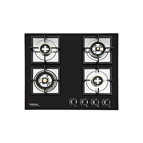 Image of Hindware Flora Plus Stainless Steel 4 Burner Gas Stove (Black)