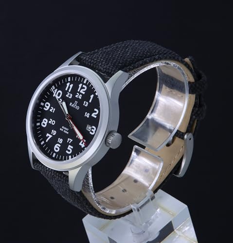 Image of RATIO Field Watch Sapphire Crystal Nylon Strap Easy Reader Casual Watch Japanese Quartz 100m Water Resistant Military Watch for Men