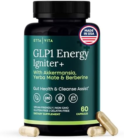 Natural GLP-1 Support Supplement for Weight Loss & Energy – Appetite Suppressant and Fat Burner with Berberine, Green Tea, Yerba Mate, Theanine, Psyllium Husk, Senna Leaf, Lemon, Inulin & Black Garlic