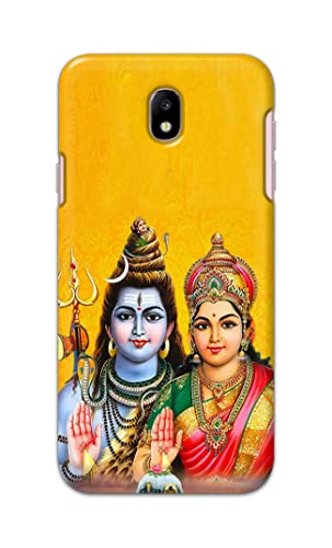 Image of PRINTFIDAA Lord Shiva Parvati Yellow Background Printed Designer Hard Back Case Cover for Samsung Galaxy J7 (2017) / Samsung J7 Pro, J730F / DS -(UO) MVN1008