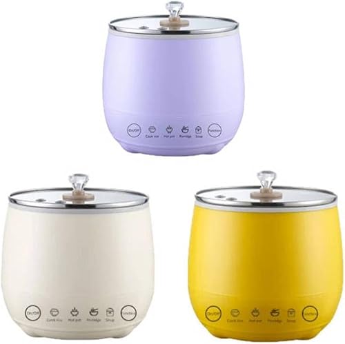 Mini Rice Cooker with Glass Lid, Multi-Function, 3 Colours
