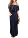 Aifer Women Off Shoulder Ruffle Long Maxi Dress Boho Beach Party Side Split Pockets Dresses