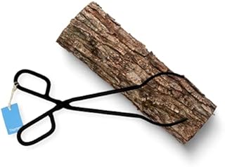 Black Heavy Duty Cast Iron Fire Place Log Tongs for Indoor Fire/Fire Pits Accessories/Tongs for Outdoor Stove/Long Logs Tweezers/Firewood Tongs/Campfire Tongs
