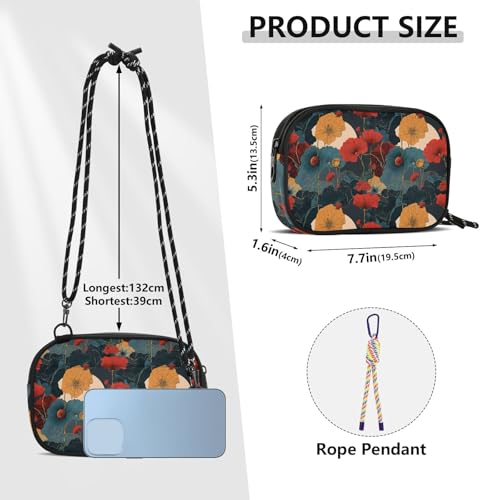Mini Crossbody Phone Bag, 600D Oxford Fabric, Zipper Pocket, Removable Strap, Compact Sling Pouch for Travel, 103