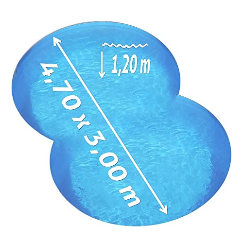 POOL Total Achtform-Set Bronze 4,70 x 3,00 x 1,20 m, Folie blau 0,80 mm, aufgestellt