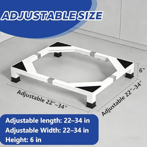 Image of Heavy Duty Stainless Steel Laundry Pedestal - 6 inch Height Universal Washer & Dryer Stand for Front Load Machines, Ice Maker, Samsung /LG - Durable Appliance Base with Non-Slip Feet