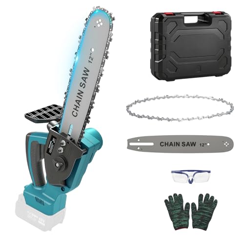 WingFly Motosierra de 12 pulgadas compatible con batería Makita de 18 V, sin escobillas, minimotosierra con lubricante automático, sierra de podar eléctrica para tijeras de jardín, corte de madera
