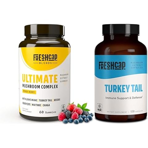FreshCap Mushrooms Power Pack: Organic Gummies Mushroom Complex & Turkey Tail Capsules for Immune & Digestive Wellness Cover