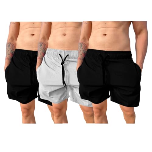 Kit 3 Bermudas Mauricinho Masculinas: Elastano e Tactel para Academia, Praia, Futebol, Corrida, Trei