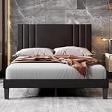 Tyndall Queen Size Bed Frame, Faux Leather Upholstered Platform with Headboard