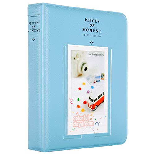 Image of ZENKO 64 Pockets Photo Album for Fujifilm Instant Mini 13 /12 /11 /9 /8 /SE /41 /99 /Evo /Liplay Instant Camera /Mini Link Printer, Polaroid Snap Touch PIC-300 Z2300 Mint Zip Instant Camera Printer- Sky Blue