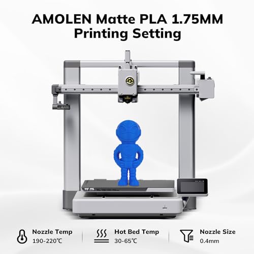 Image of AMOLEN Matte PLA 3D Printer Filament, Blue PLA Filament 1.75mm with Smooth Finish, 3D Printing Filament for Most FDM 3D Printers, Dimensional Accuracy + /- 0.02mm, 1kg Spool (2.2lbs)