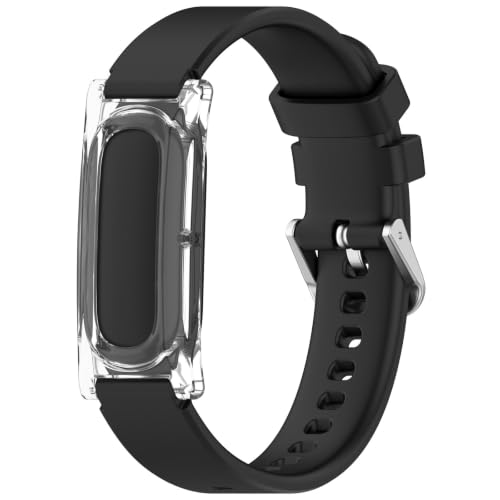 [LUNBER-ARMOR] For Fitbit Air �P�[�X �o���h �J�o�[ �n�[�h�P�[�X�{�V���R�����X�g�o���h �ی�P�[�X �N���A ���� �ϏՌ� �V���v�� �����ȒP For �t�B�b�g�r�b�g �G�A(�u���b�N)