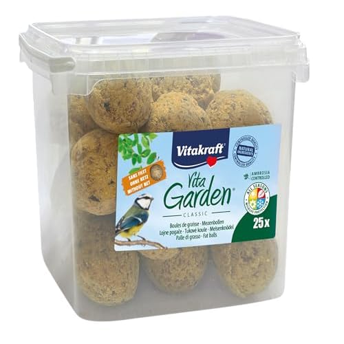 VITAKRAFT – Vita Garden – Seau de Boules de Graisse sans Filets pour Oiseaux du Jardin – Alimentation Complète Pour Oiseaux Toutes Saisons – 25 unités