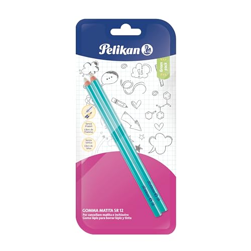 Pelikan Goma de Borrar SR 12, Lapiz Goma Color Blanco, Adecuada para Dibujo Técnico y Escolar, Goma para Lápiz, Tinta de Pluma, Tinta Impresa y Tinta India, Escuela y Oficina, Blíster de 2 Piezas