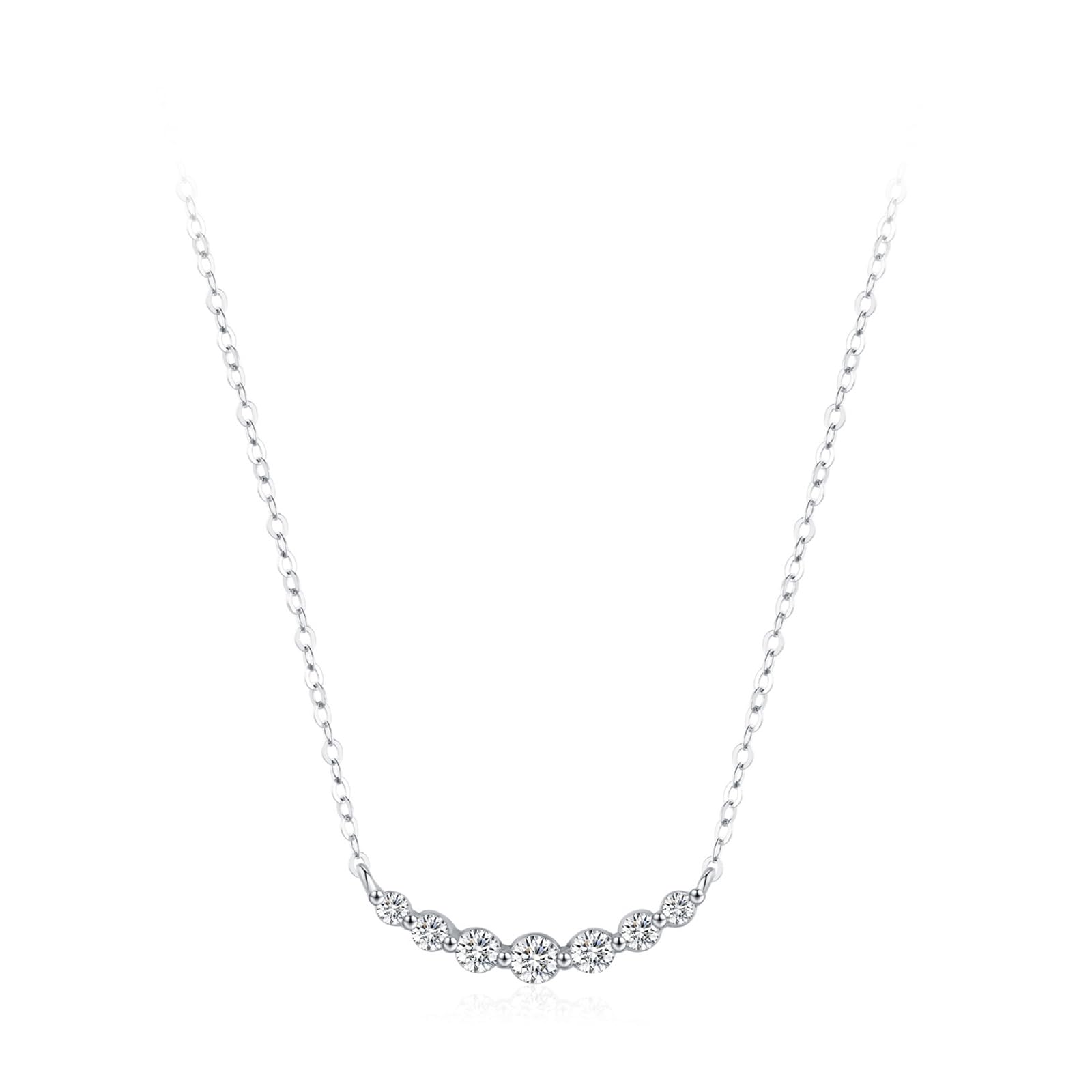 Juego de pendientes y collar de circonita cúbica para mujer, plata de ley 925, collar con colgante de sonrisa de plata y aretes de tuerca, juego de joyas para novia, esposa, ella, adecuado para