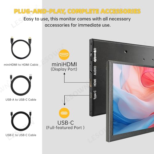 Image of 7 Inch USB-C HDMI Portable Touch Monitor FHD 1024x600 IPS LCD Touchscreen Built in Speakers External Monitor for Laptop PC Phone Mac