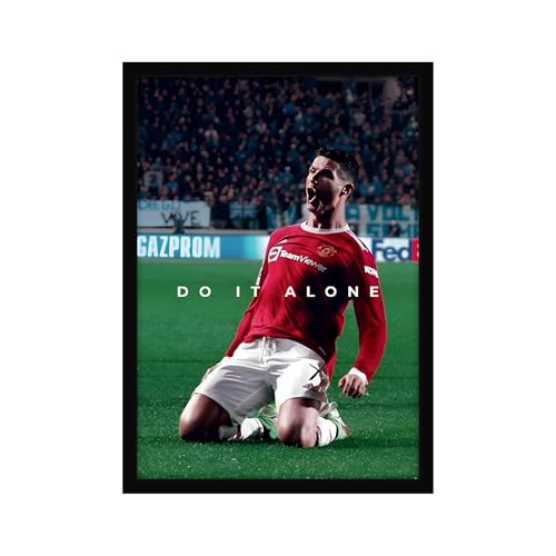 Image of CodersParadise - Football Legend CR7 Do it Alone Motivational Poster Frame | Premium A4 Framed Wall Art for Bedroom, Office & Gaming Setup | Iconic Athlete Aesthetic Decor for Fans & Collectors