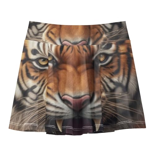 Toddler Tennis Skirts Fierce Tiger Glowing Print Fire Girls Skorts Athletic Shorts Cool Pink School 4t