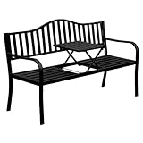 [Hochwertige Konstruktion aus hochdichtem Luftfahrt-Kohlenstoffstahl] – Diese Bank aus hochdichtem Luftfahrt-Kohlenstoffstahl bietet unübertroffene Belastbarkeit und Stabilität for jahrelangen Genuss. Sorgfältig verschweißte Verbindungen und eine wetterbeständige Pulverbeschichtung sorgen for Langlebigkeit und verleihen Ihrem Außenbereich einen eleganten Touch.