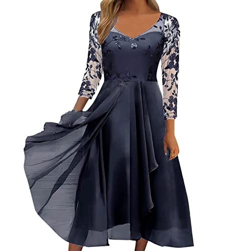Robe pour occasions spéciales silhouette affinée patchwork et col V