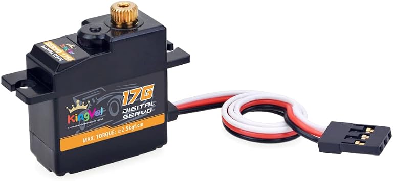 KingVal 17g Metal Gear Digital Servo, High Torque Micro Steering Servo with Servo Arm & Mounting Hardware for 1/18 1/16 RC Cars, Trucks, Axial SCX24 TRX4M Upgrades, Boats & Aircraft