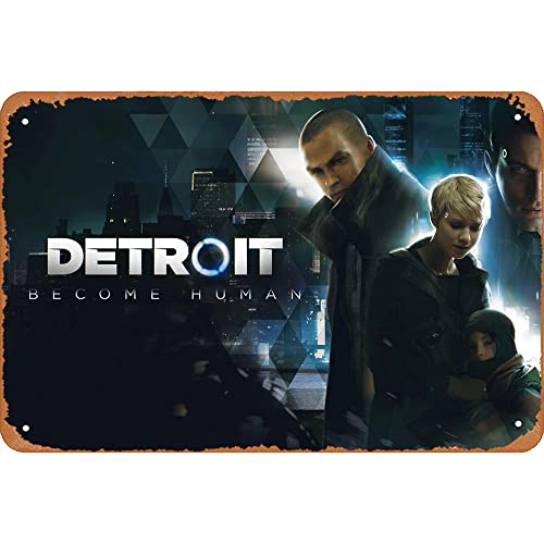 Yzixulet Detroit Become Human Game Poster Games Vintage Tin Metal Sign 8x12 Inch Wall Decor
