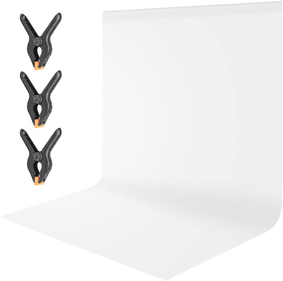 10 x 6.5 FT White Backdrop Background for Photography,Photo Booth Backdrop Professional Pure White Screen for Photoshoot Polyester Fabric, for Video Record Portrait, with Rod Pocket