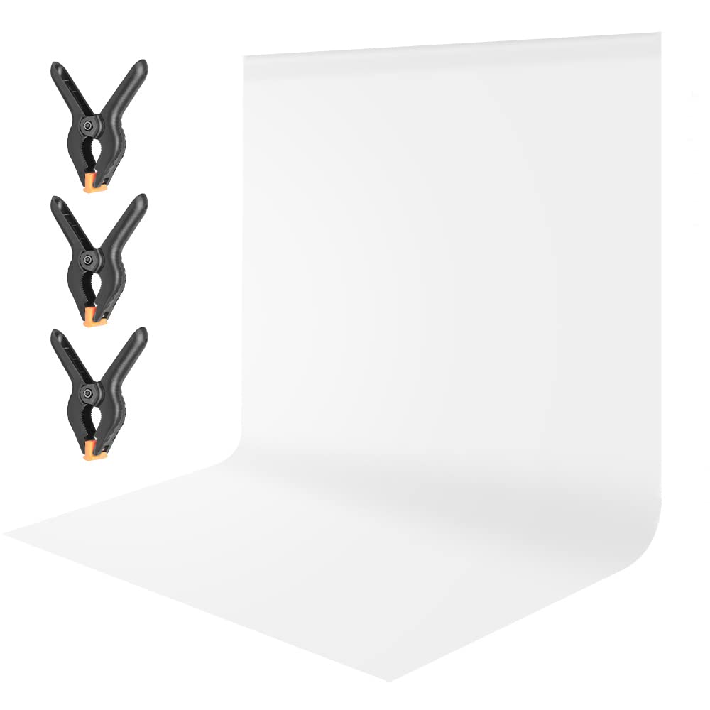 10 x 6.5 FT White Backdrop Background for Photography,Photo Booth Backdrop Professional Pure White Screen for Photoshoot Polyester Fabric, for Video Record Portrait, with Rod Pocket