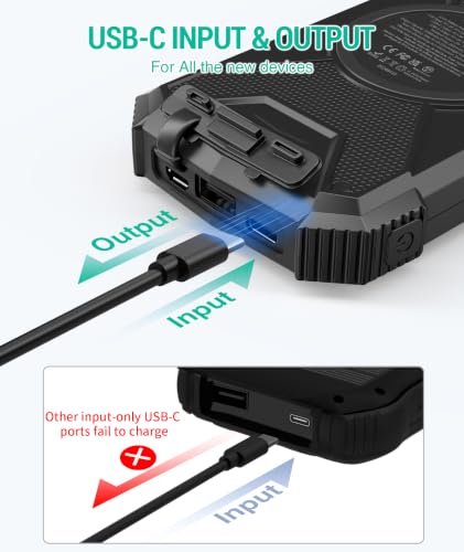 BLAVOR Solar Power Bank 10,000mAh, Portable Wireless Charger, 20W Fast Charging External Battery Pack with USB C for Cell Phones, Solar Panel Charging with Dual Flashlight for Camping - Image 5