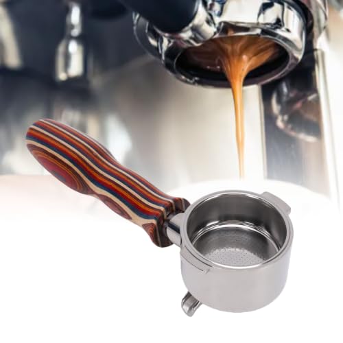 Portafiltro de café con mango de madera y doble caño para cafetera espresso 5
