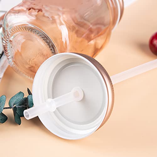 Sunnow Vastto 6 Pack 15 Ounce Chromatic Engraved Glass Jar Mug With Handle And Straw #TOP3