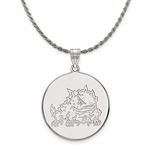 The Black Bow Silver Texas Christian U. XL Disc Pendant Necklace - 24 Inch