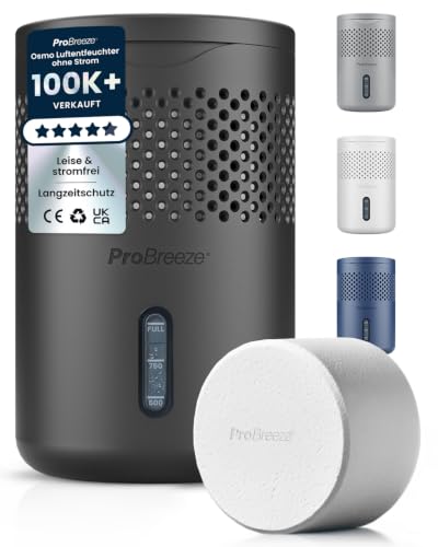 Pro Breeze Osmo Luftentfeuchter – Geräuschlos & Nachfüllbar - Raumentfeuchter für Zuhause, Schlafzimmer, Kleiderschrank, Auto – Mini Luftentfeuchter ohne Strom - 700g Tablette (bis zu 100 Tage)