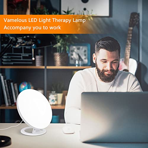 Vamelous Light Therapy Lamp, Uv-Free 10000-30000 Lux Daylight Lamp Led Therapy Light, 3 Color Temperature Sun Lamps, 10 Adjustable Brightness Levels, 75°Rotatable Stand For Rainy Season #TOP2