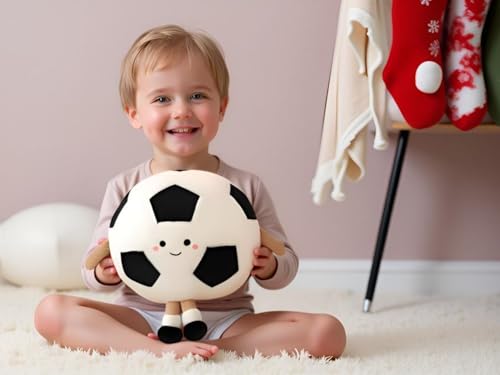 Image of Ryttir 11 Inch Creative 3D Simulation Soccer Pillow,Fluffy Cars Pillow Football Toy Outdoor Cushions for Ball Owners,Cuddle Companion for Age 0+(Birthday Gender Neutral Gift)