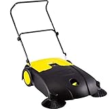 Die Kehrmaschine von Syntrox hat eine Breite von 80 cm und 2 Kehrbuersten um Terrassen, Gehwege oder andere von Schmutz zu befreien.