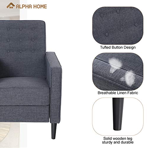 Sillón reclinable tapizado gris ajustable miniatura 5