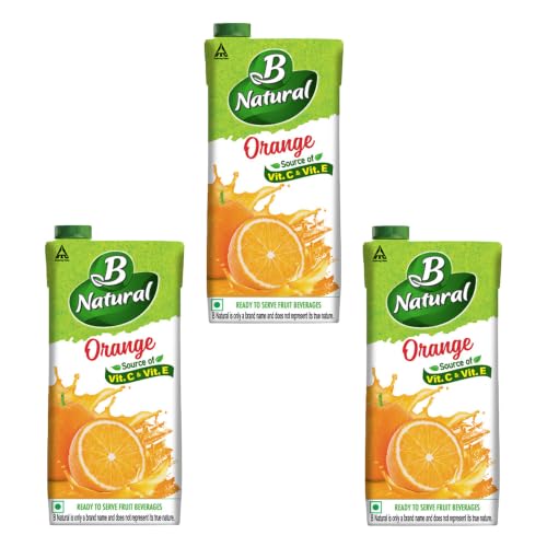 Image of B Natural Orange Juice, Enriched with Vitamin C & E, 1 litre (Pack of 3)