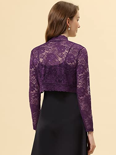 Image of Allegra K Women's Elegant Crop Cardigan Sheer Floral Lace Bolero Shrug Top