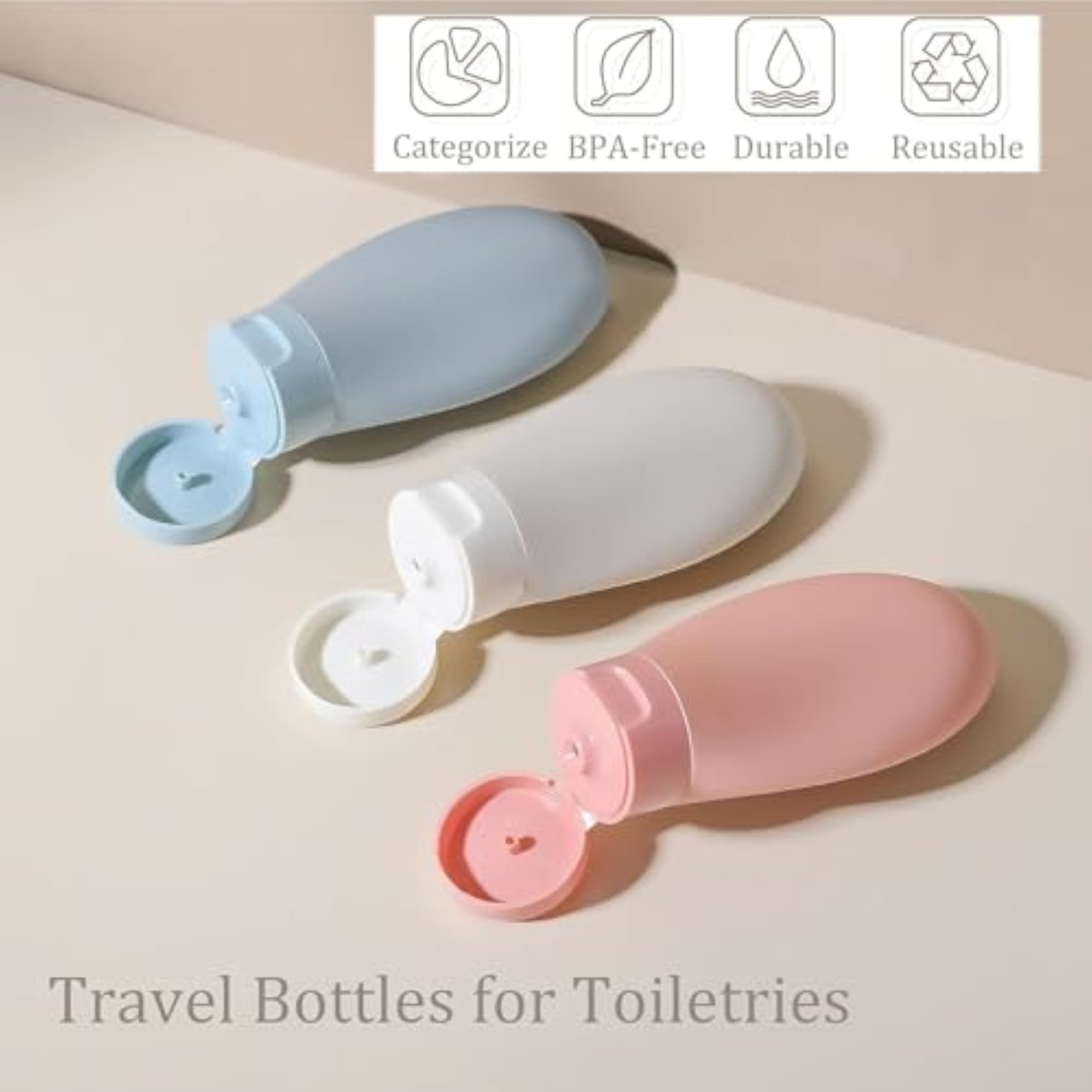 3pcs 60ml Refillable Plastic Travel Containers Set