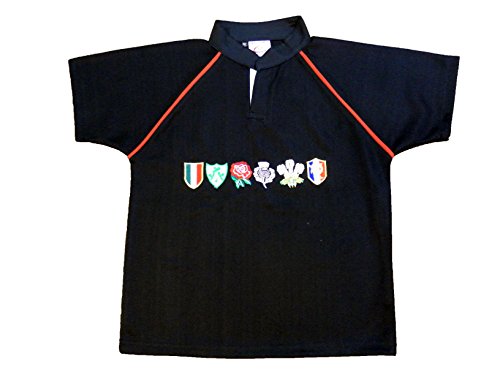 Image of Men Rugby Shirts 6 Nation All Team Supporter Fan Size M to 2XL (3XL, Black)
