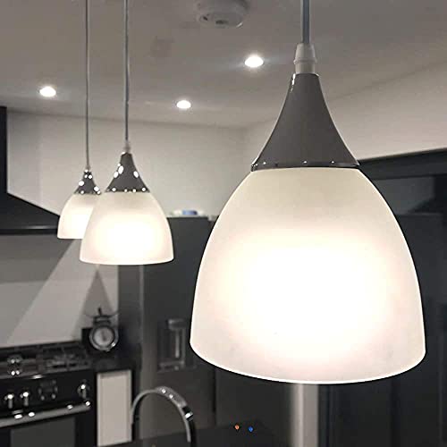 Kiven 3-Lights H-Type Track Light, Dimmable Track Mount Pendant Lighting Fixtures W/Frosted White Finish Glass Shade-20 Inches